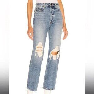 KHAITE Light Blue Distressed High Rise Jeans